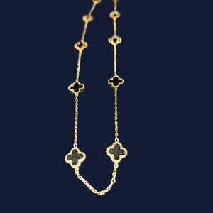 Hope, Faith, Love and Luck clover fashion necklace 16 inches black clovers